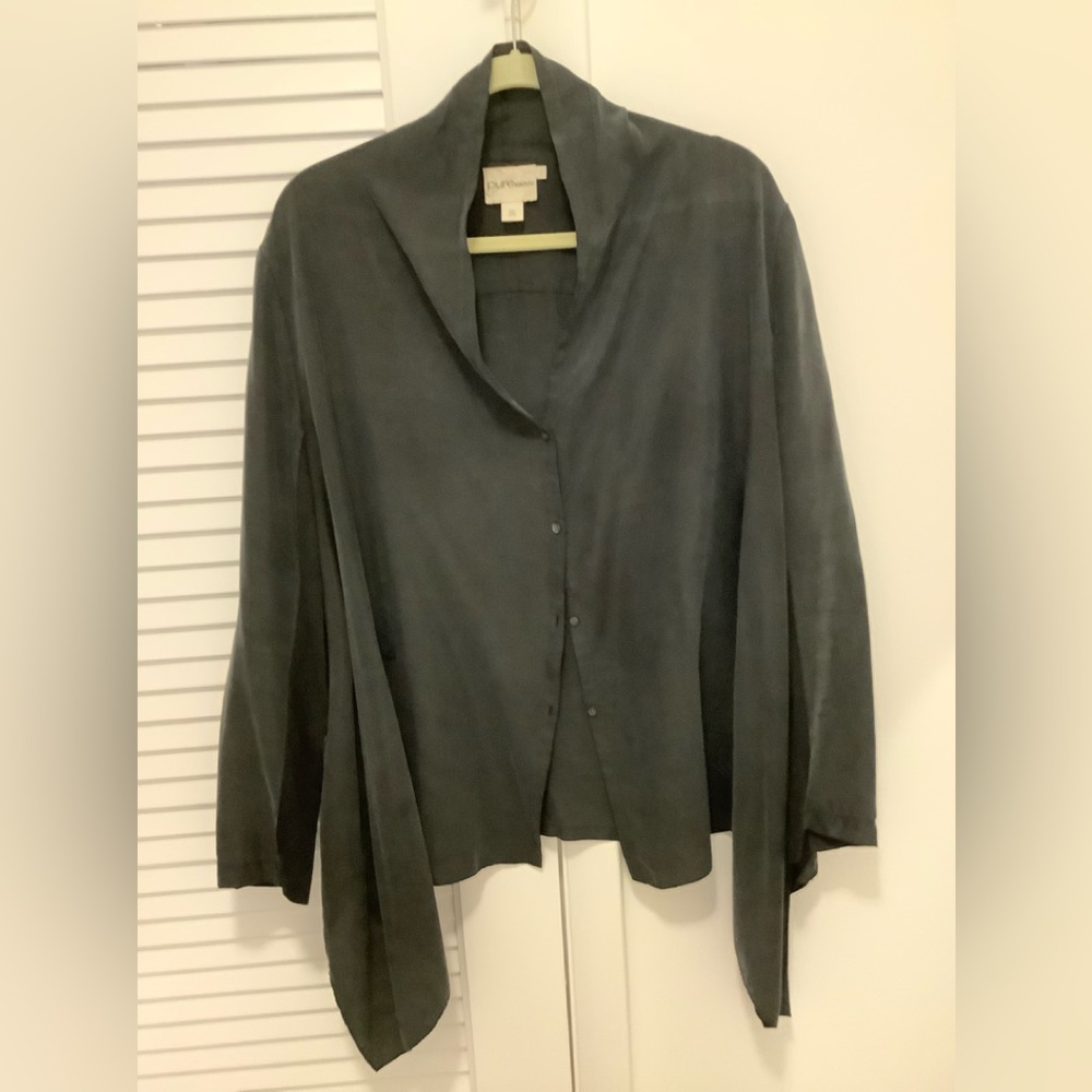 DKNY silk drape blouse L/S